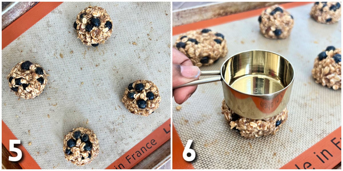 Second group of steps for making blueberry oatmeal cookies.