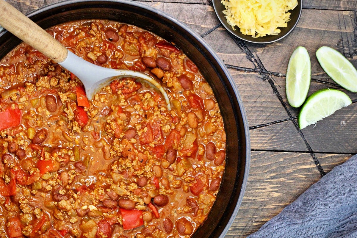 The Ultimate Turkey Chili in a pot