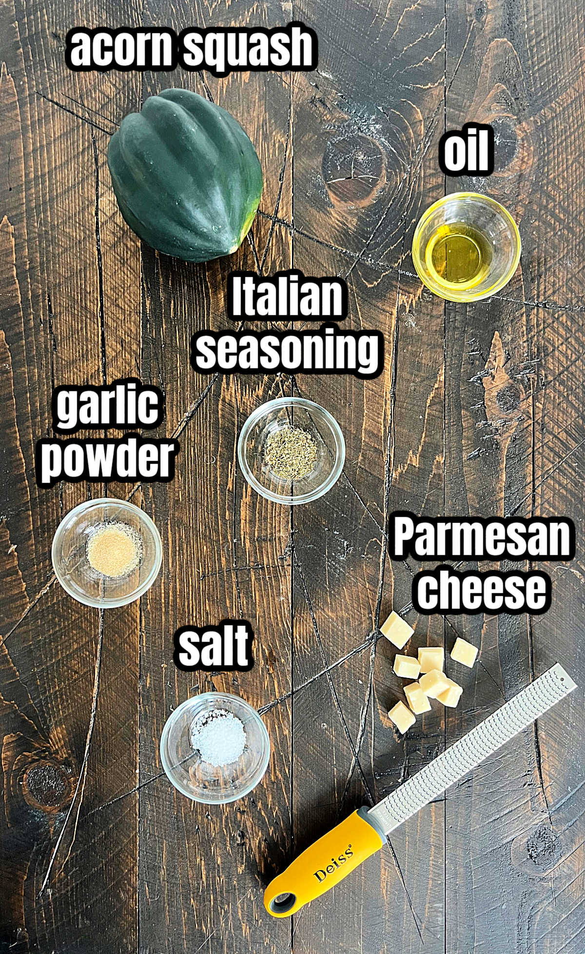 Ingredients for making Air Fryer Acorn Squash.
