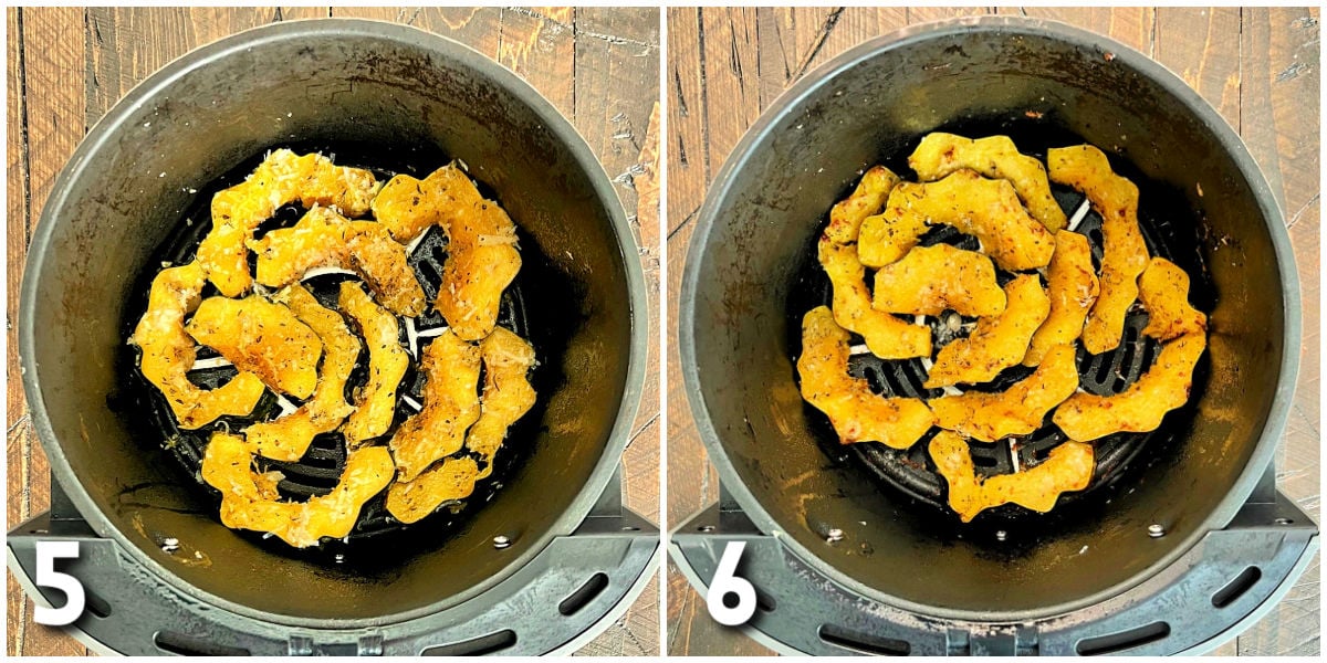 Steps 5 & 6 for making Air Fryer Acorn Squash.