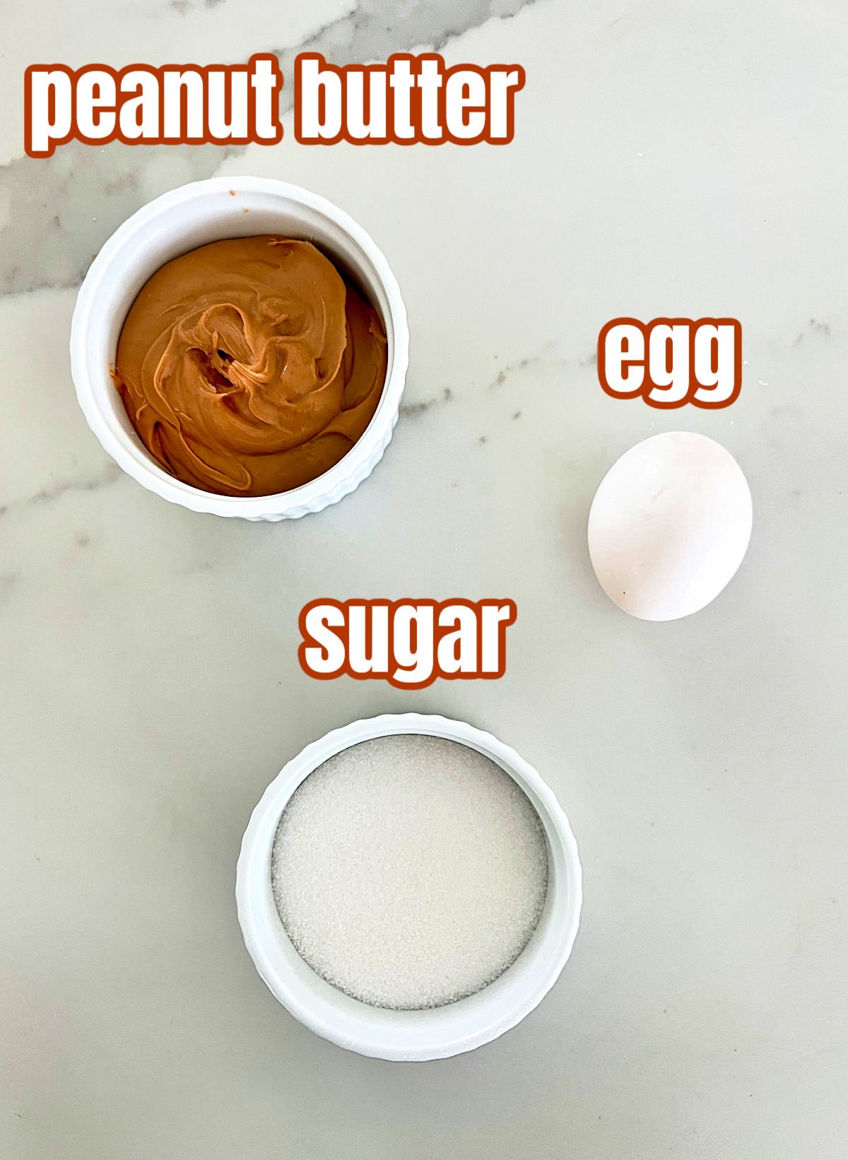 Ingredients for making air fryer peanut butter cookies.