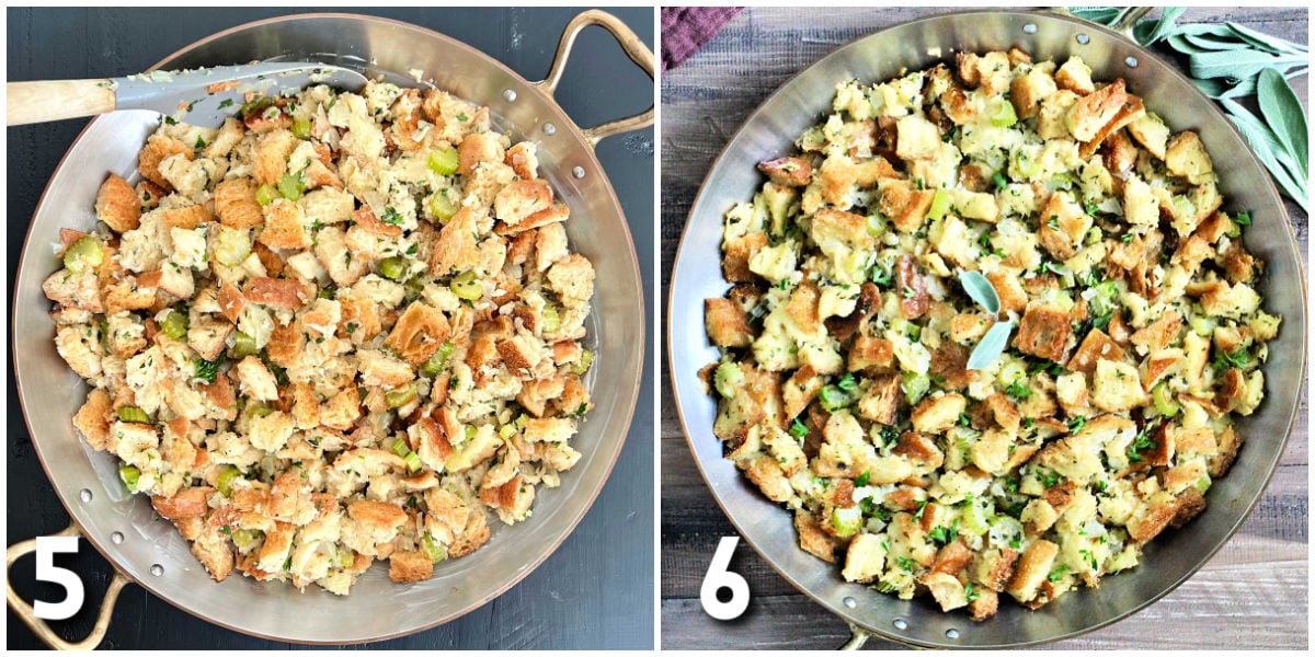 Steps 5-6 for Classic Sage Stuffing.