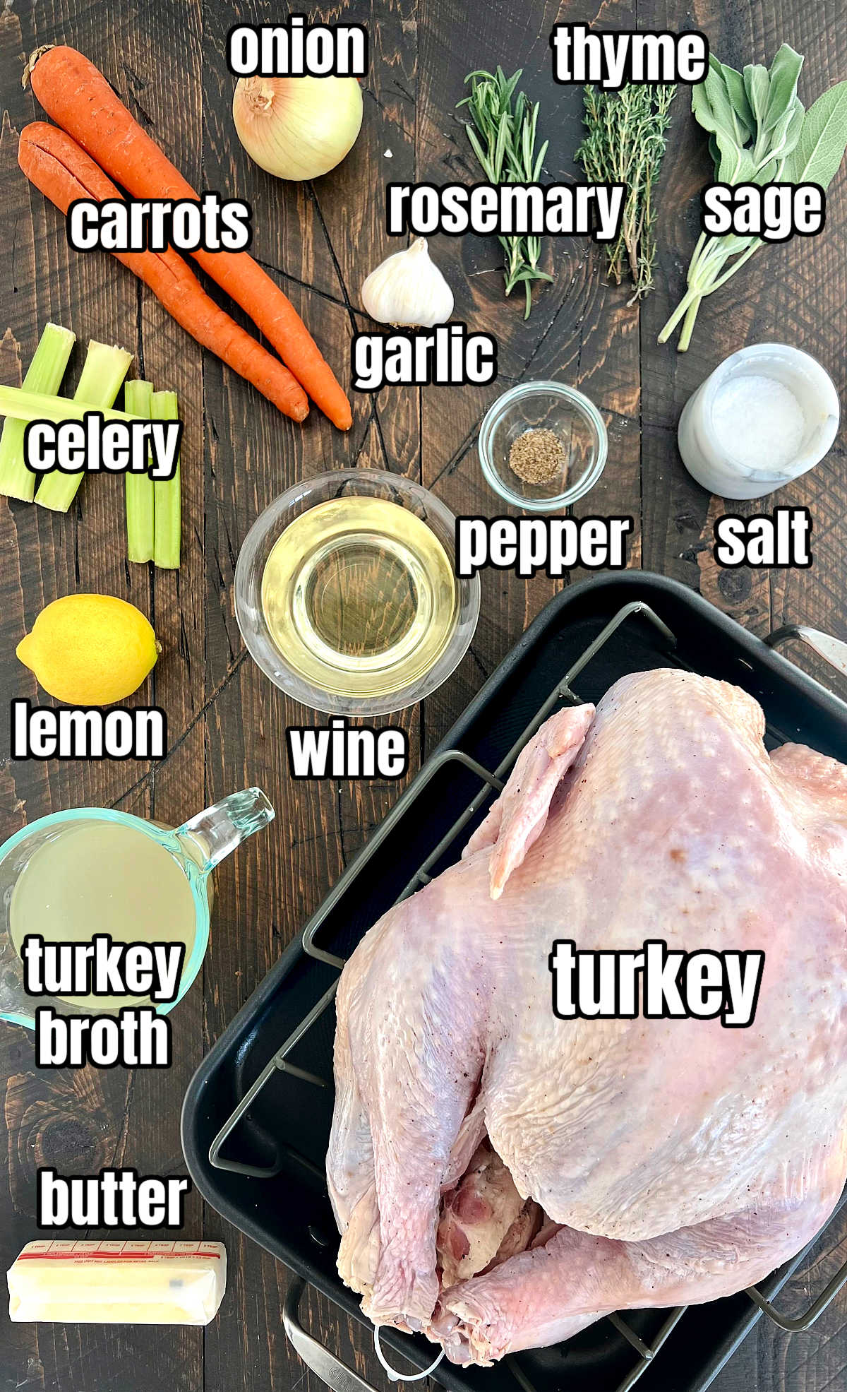Ingredients for holiday turkey
