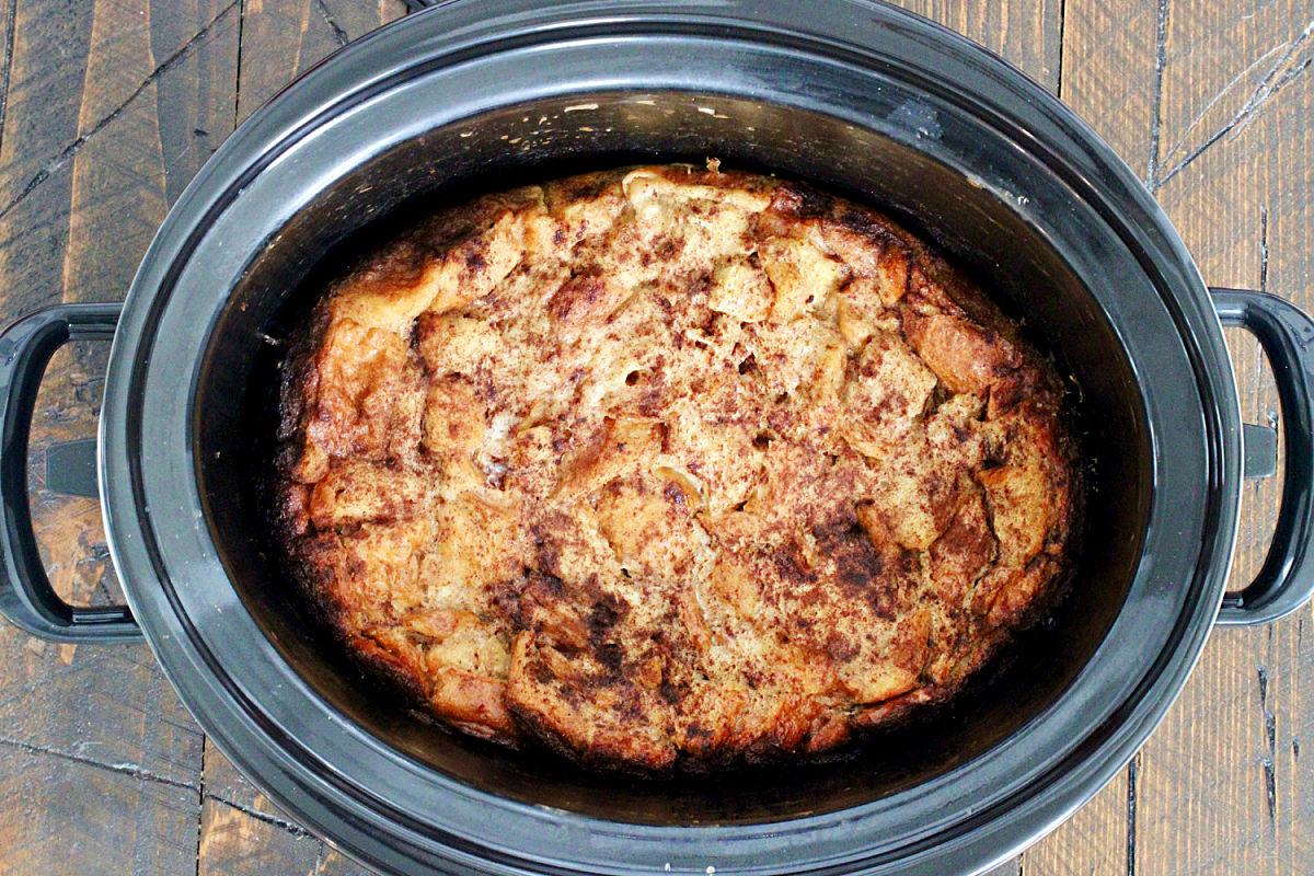Baked crockpot French toast casserole.