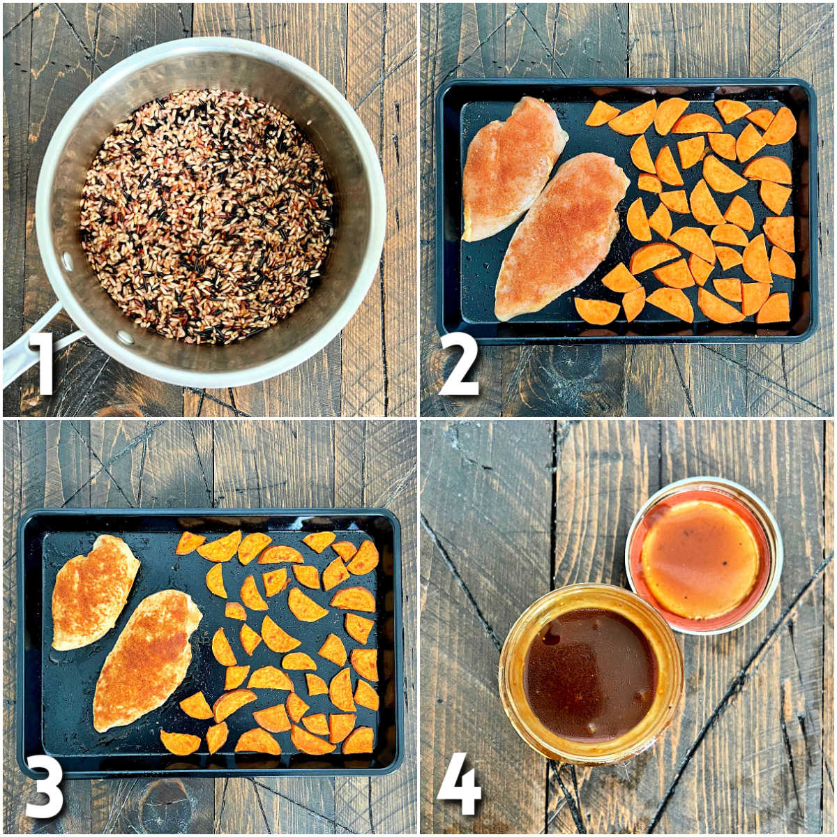 Steps for making harvest bowls.