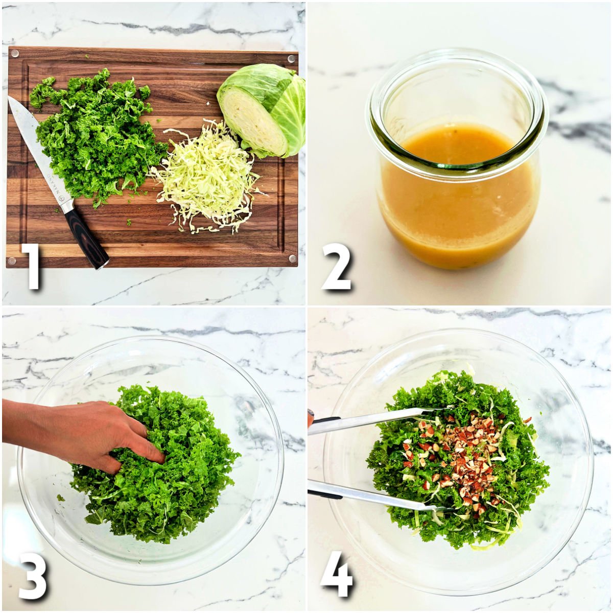 Steps for making a copycat recipe of Chick-fil-A kale crunch salad.