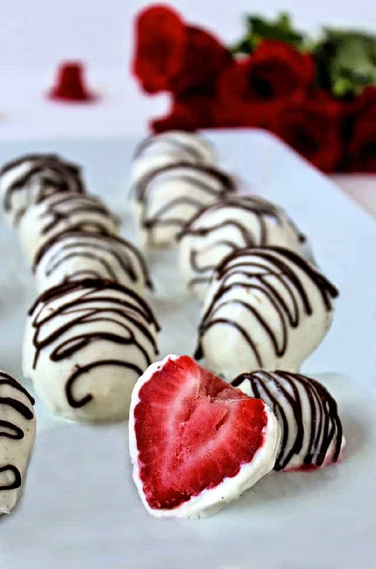 Yogurt Dipped Strawberries with a Drizzle of Dark Chocolate | The Foodie Physician Yogurt dipped strawberries with a chocolate drizzle.