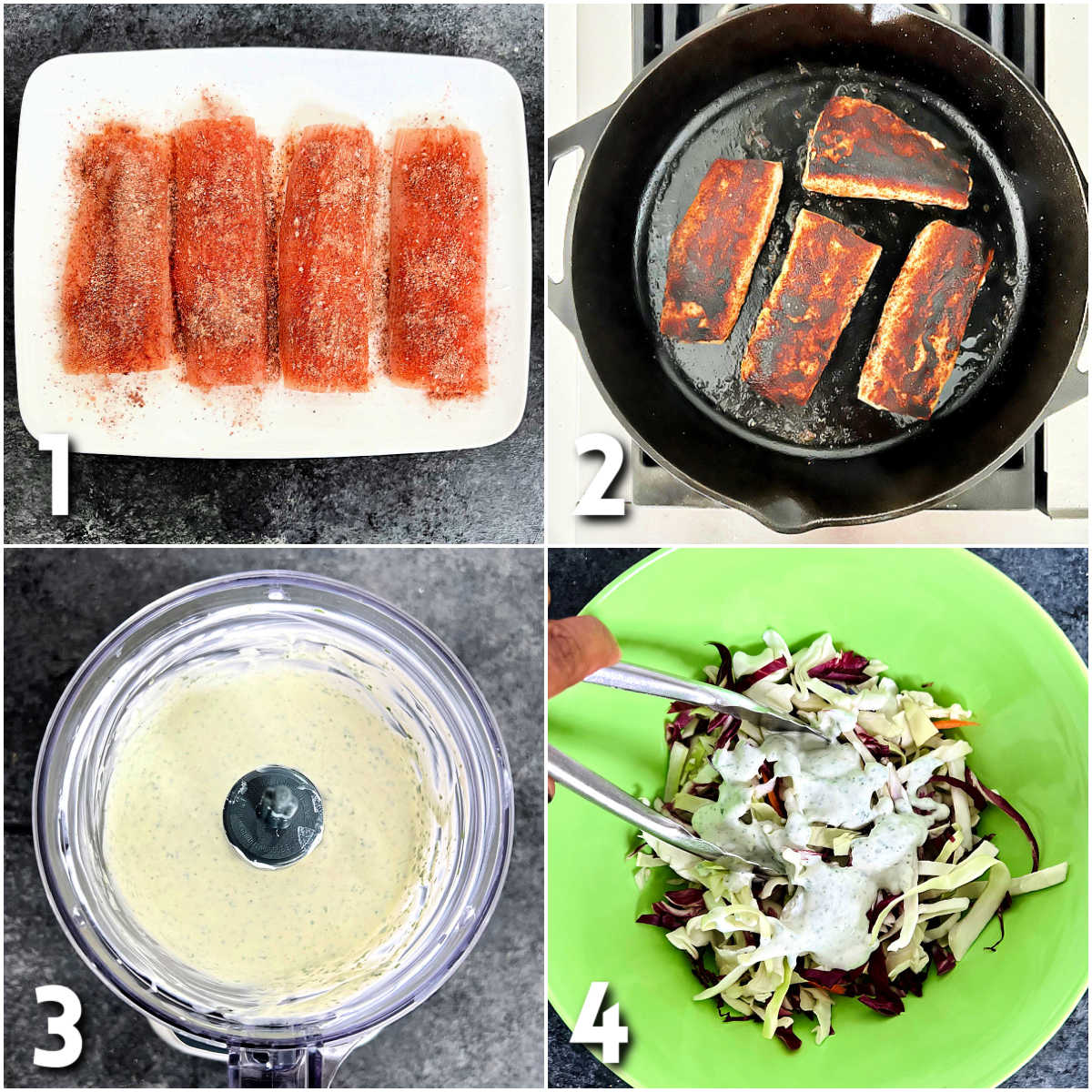 Steps for making mahi mahi tacos.