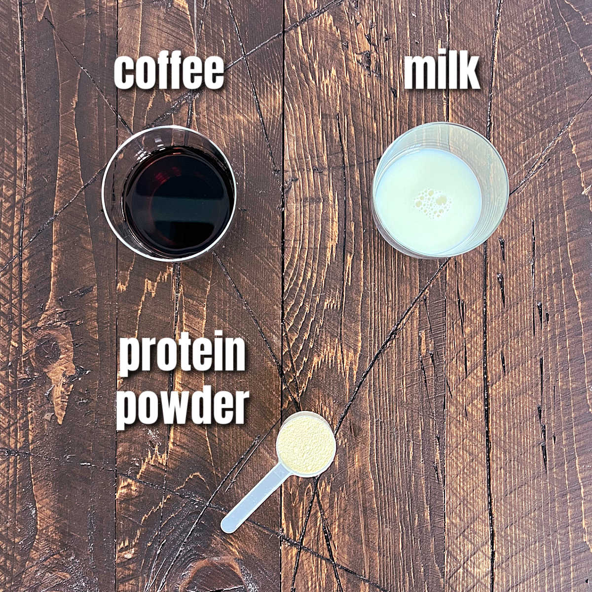 Ingredients for making protein iced coffee.