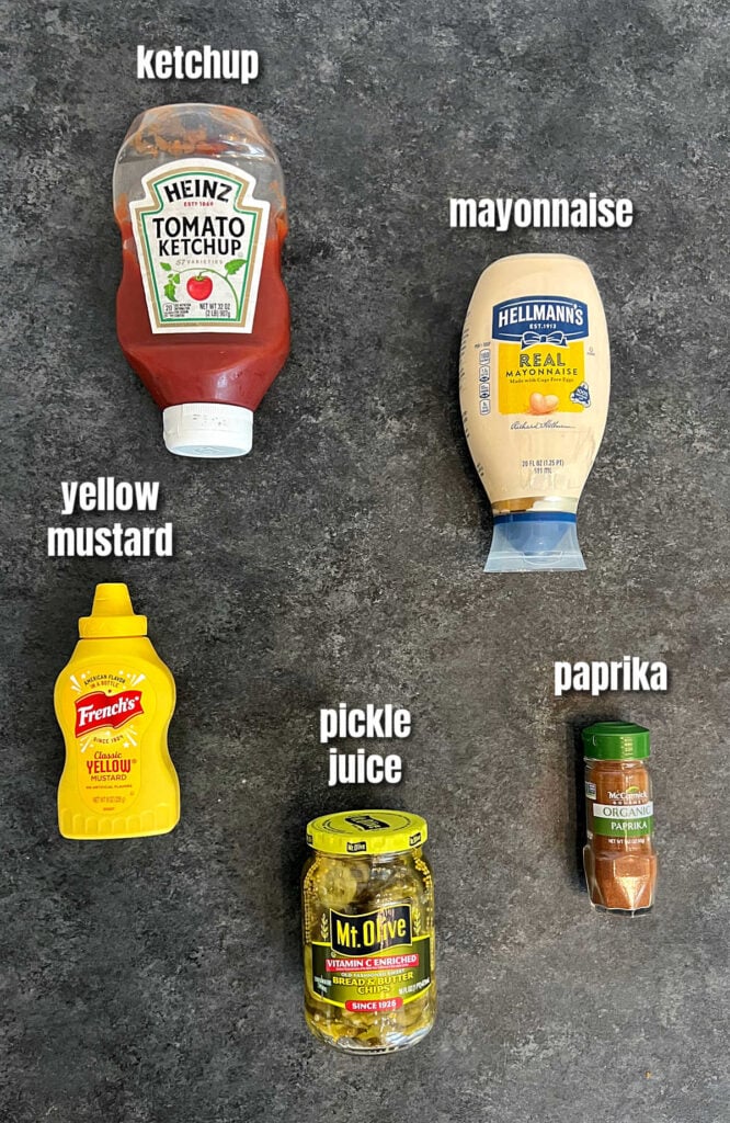 Ingredients for making burger bowl sauce.