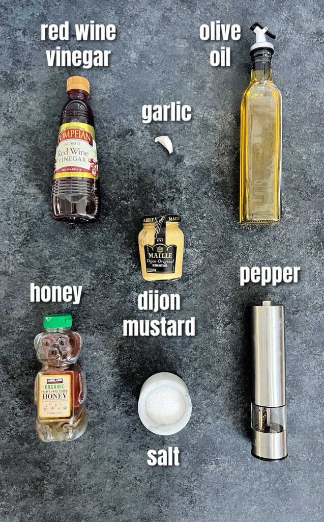 Ingredients for Mediterranean chopped salad dressing