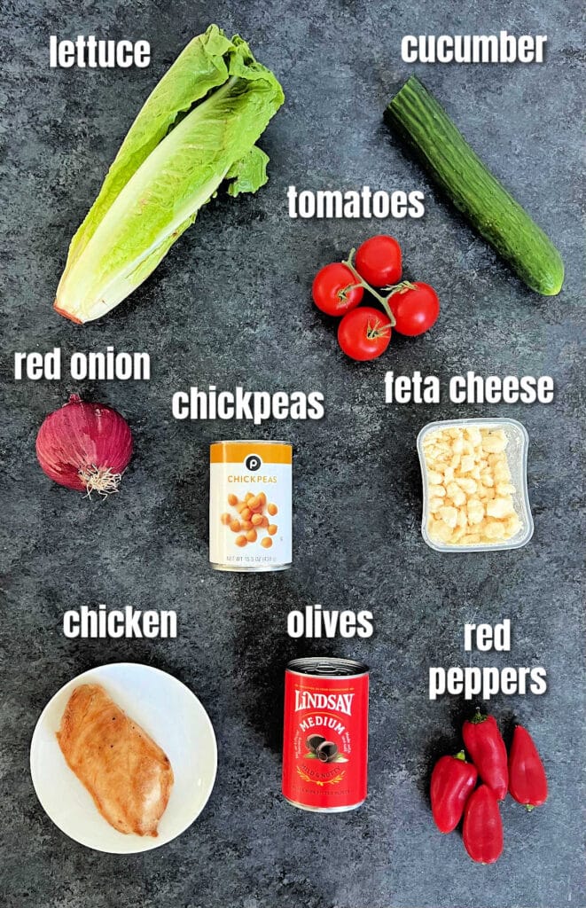 Ingredients for Mediterranean chopped salad
