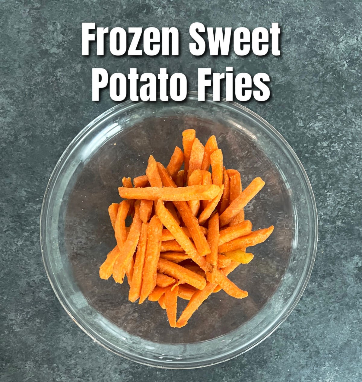 Ingredients for making air fryer frozen sweet potato fries.