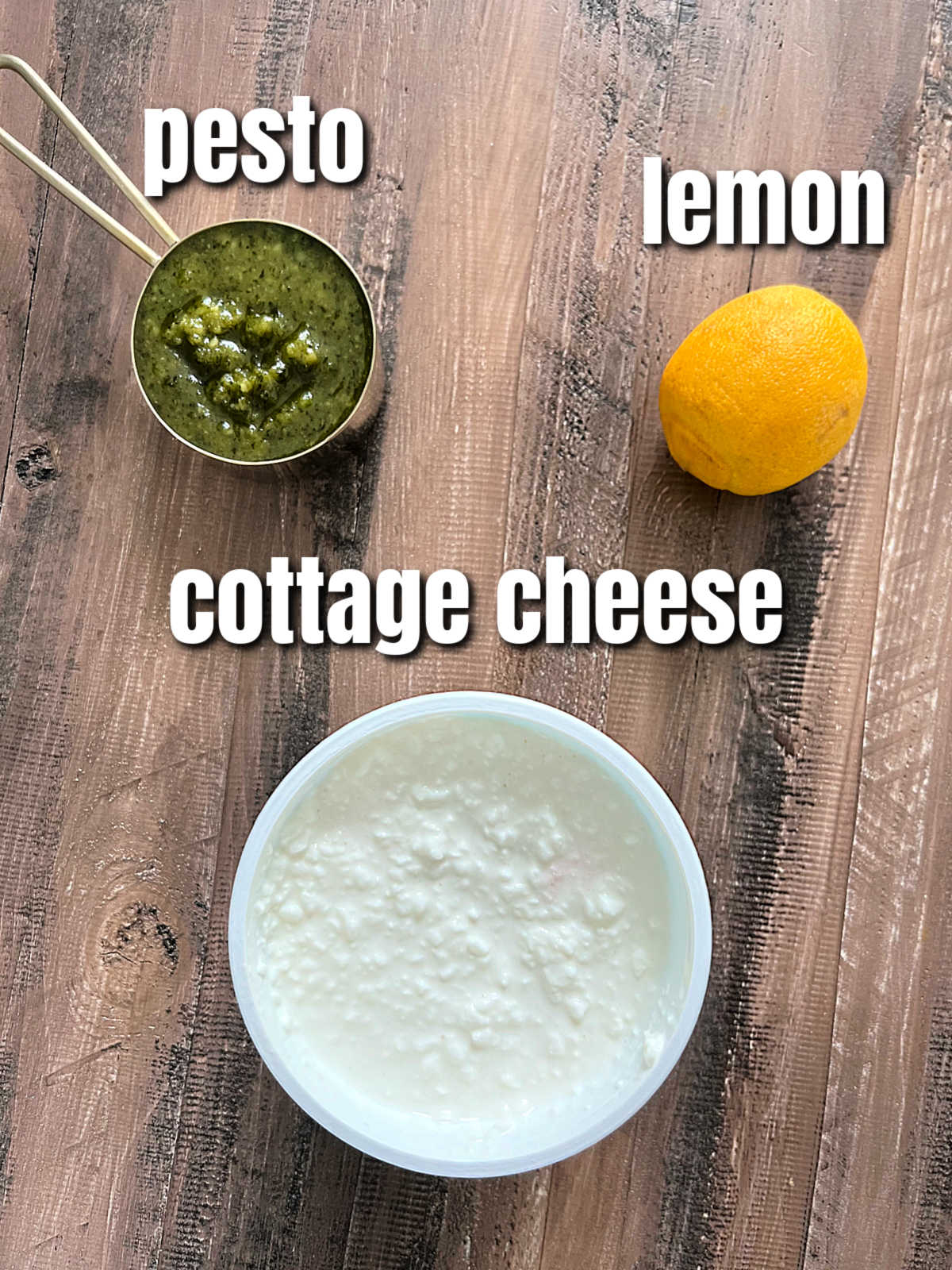 Ingredients for making 3-ingredient cottage cheese dip.