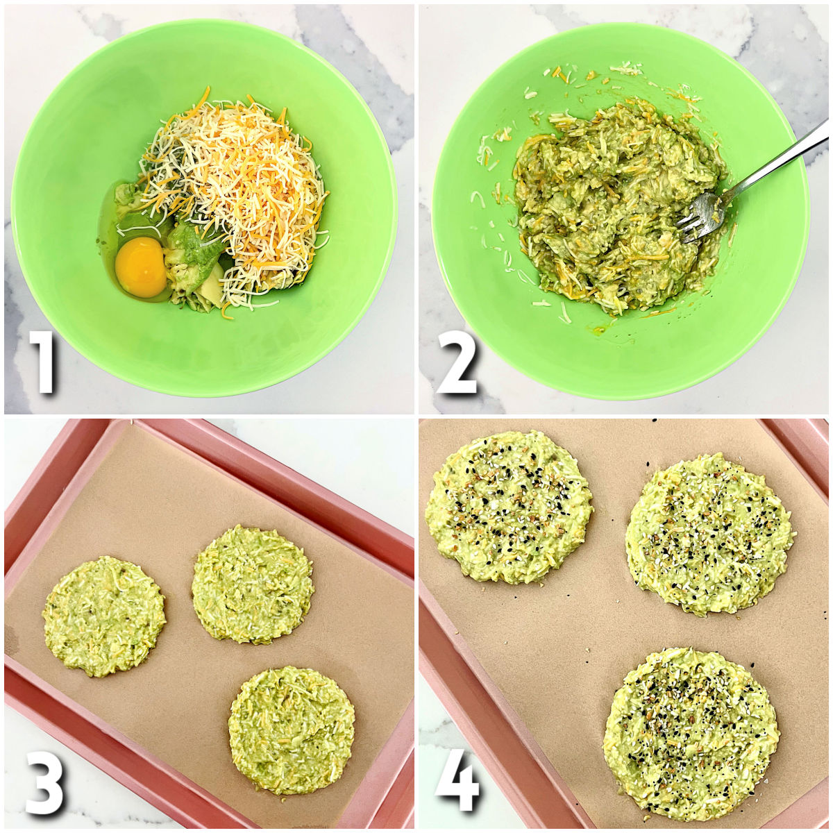 Steps for making 3-ingredient avocado bread.