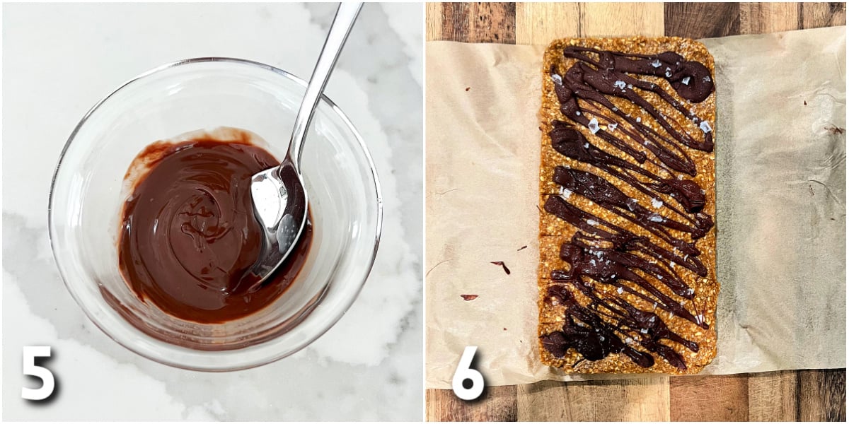 Steps 5-6 for making pumpkin protein bars.