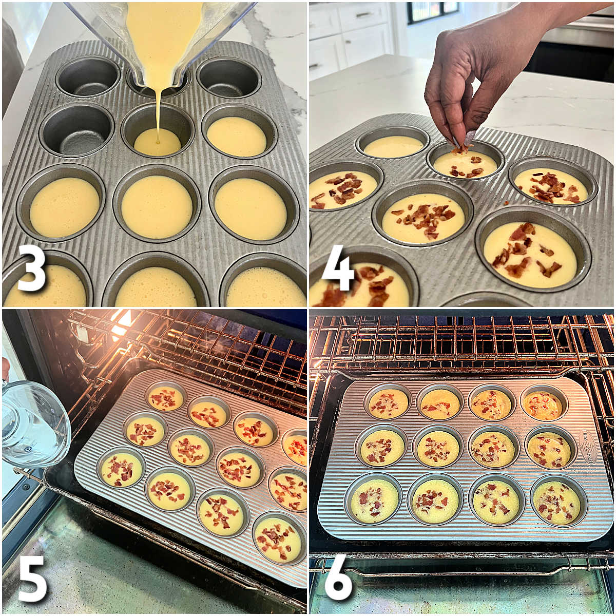 Steps 3-6 for making Starbucks copycat egg bites.