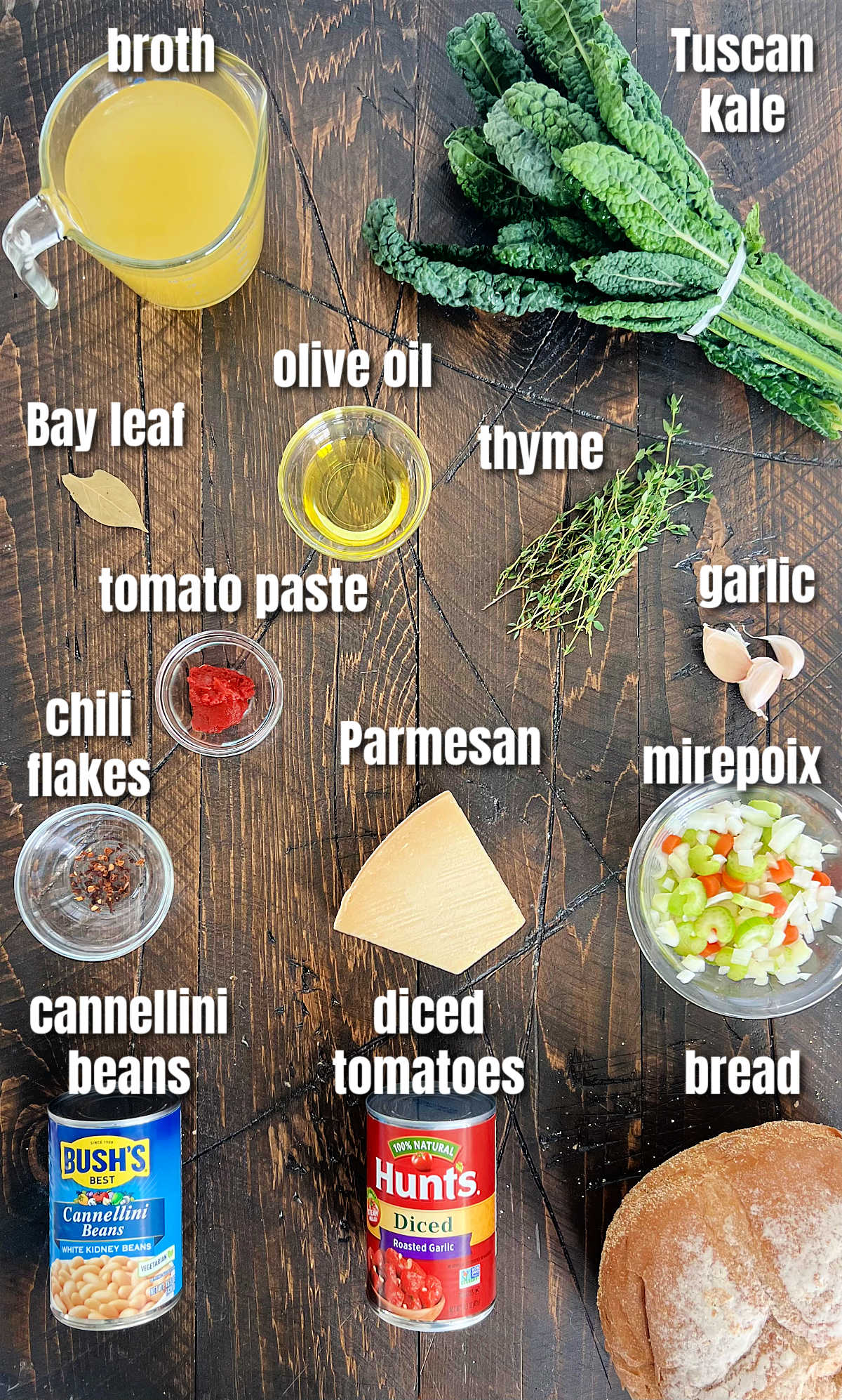 Ingredients for making Tuscan ribollita.