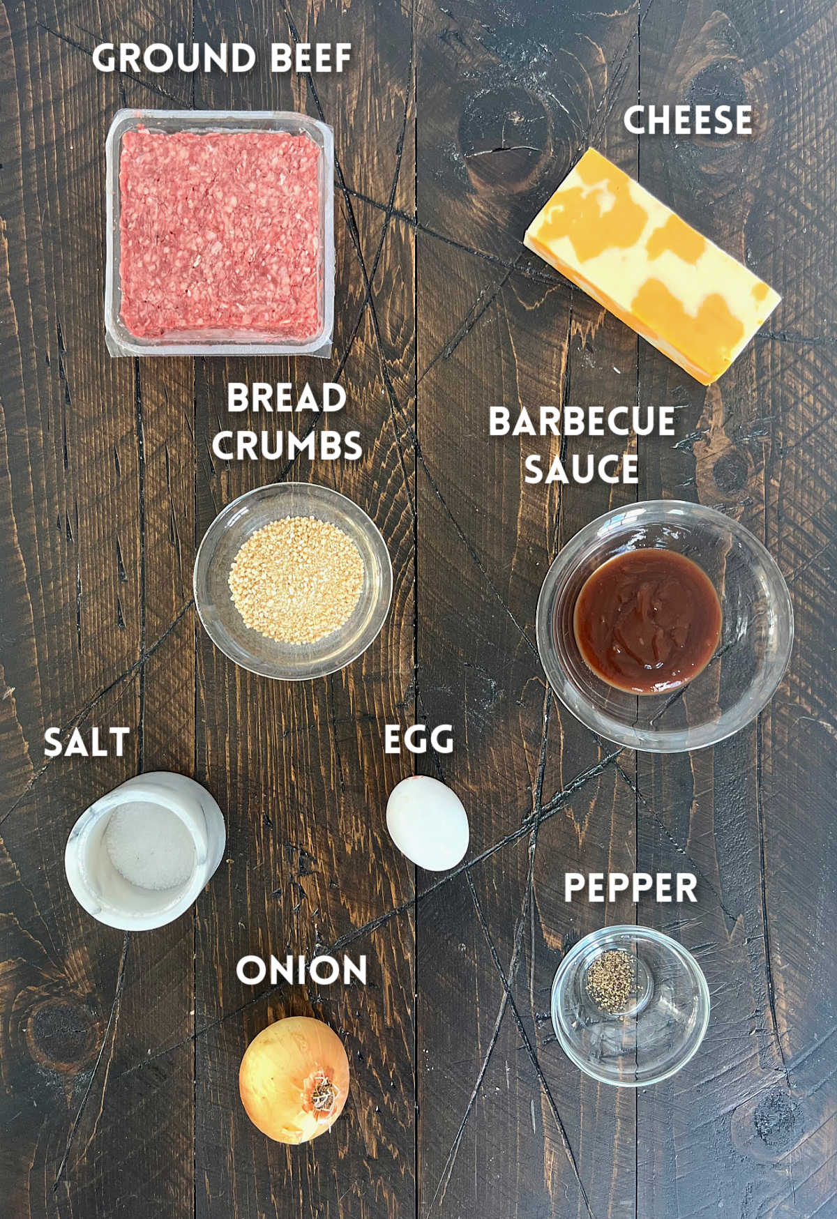 Ingredients for barbecue cheddar mini meatloaves
