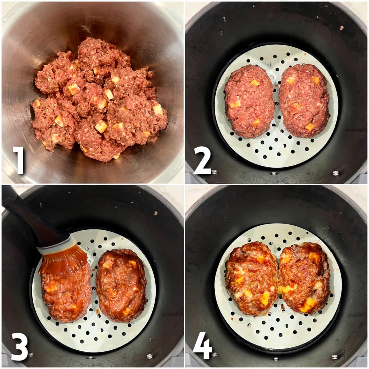 Steps for barbecue cheddar mini meatloaves